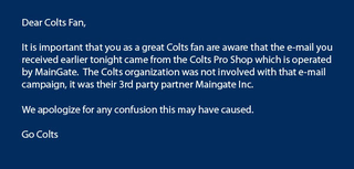 Illustration for article titled Colts Apologize For Email Offering Commemorative Peyton Manning Merchandise Just After Yesterday's Announcement